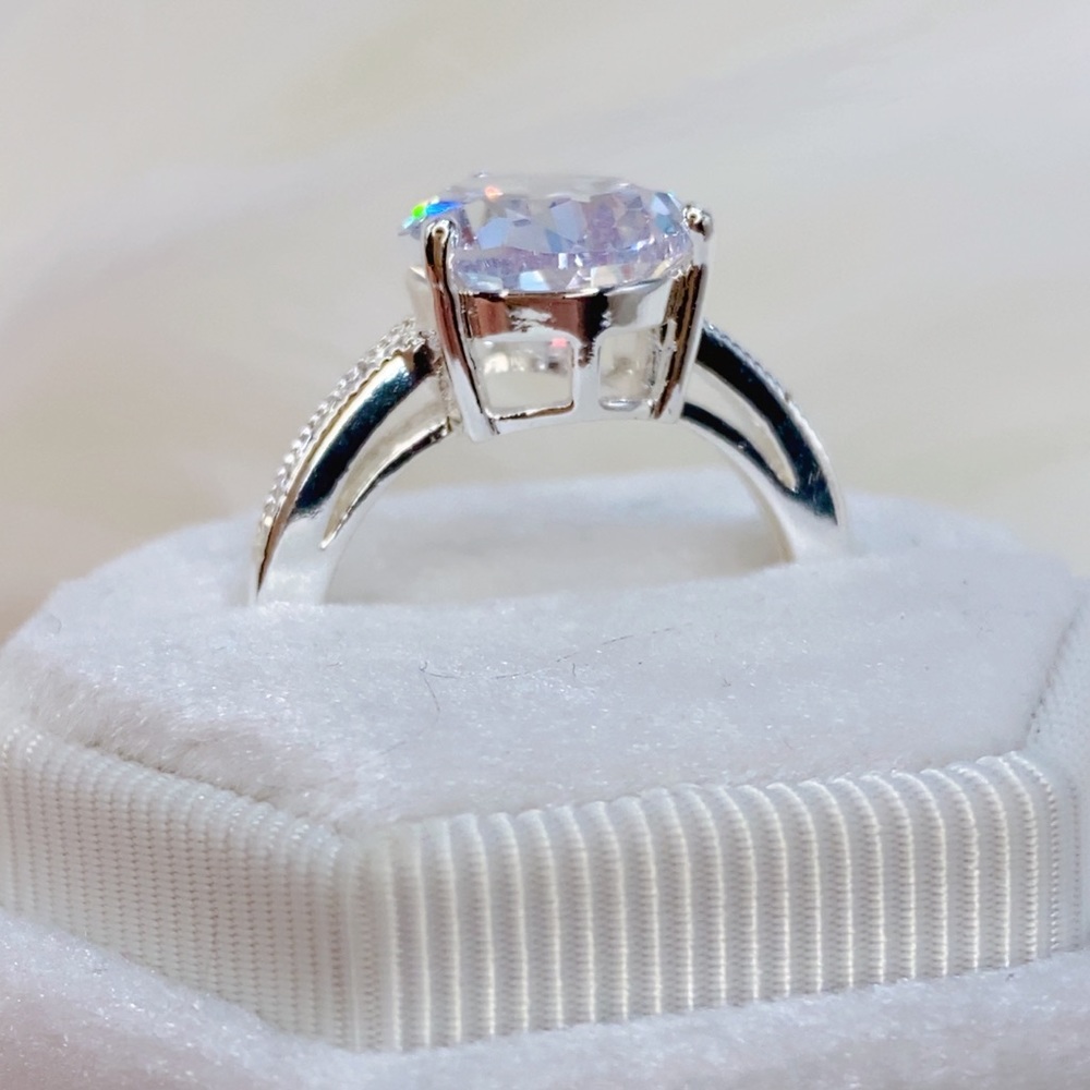 14k white gold pear diamond ring 5 CT 💍 wedding - Picture 15 of 16